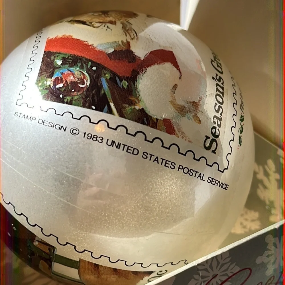 Stamp Design Season’s Greetings 1983 Collectors Edition Glass Ball Ornament USPS